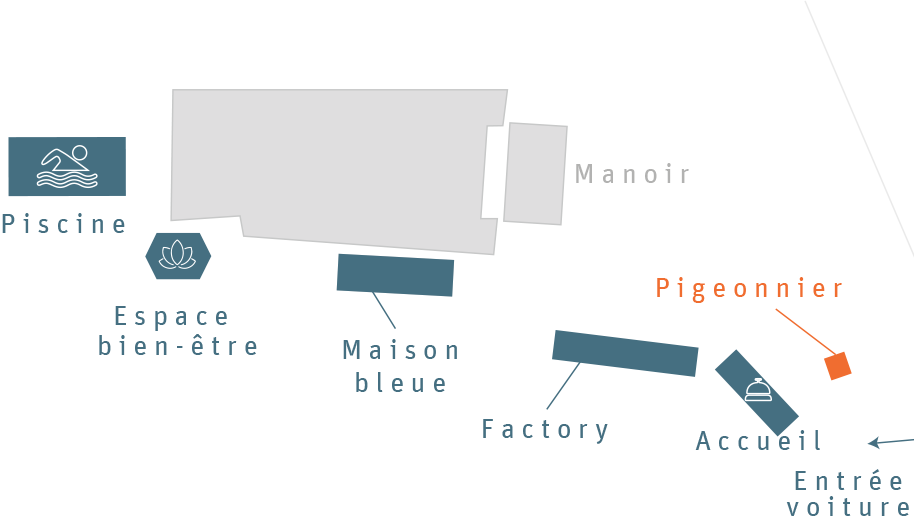 La plan du Clos Grâce avec la localisation du Pigeonnier